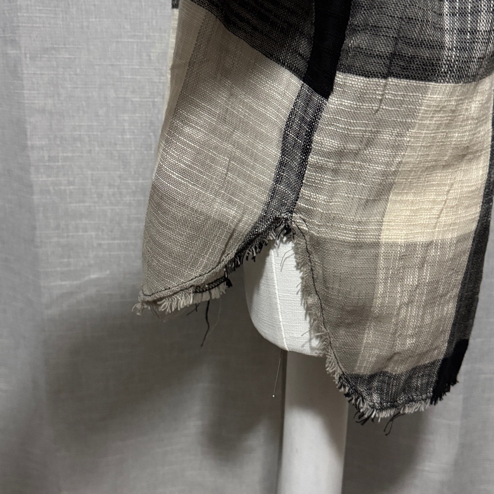 la miel 100% Cotton Shirt-Sz M-Relaxed-Button Up-Plaid-Raw Edge Trim-Lightweight - Picture 12 of 16